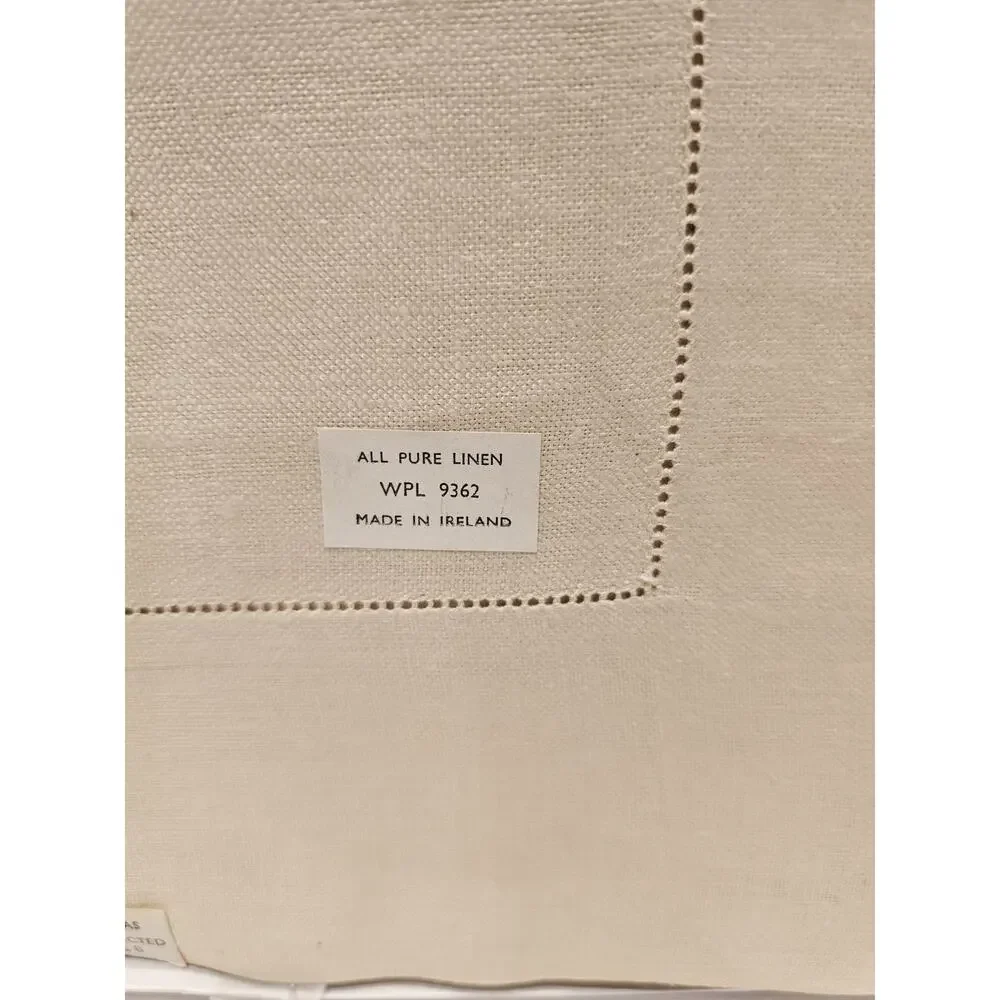 Vintage Irish Linen 64x84‎ Banquet Tablecloth & 8 Matching Napkins Ivory In Box
